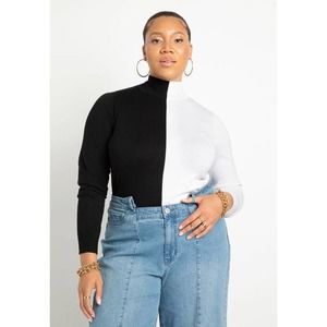 ⭐️SALE NEW Eloquii | Black White Contrast Graphic Turtleneck Sweater Knit Top